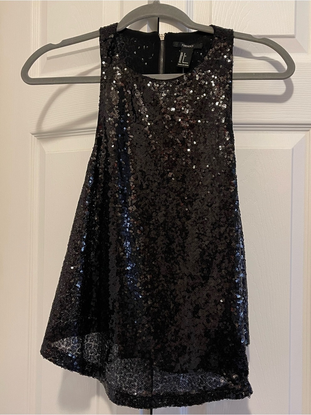 Forever 21 Black Sequin Sleeveless Party Top